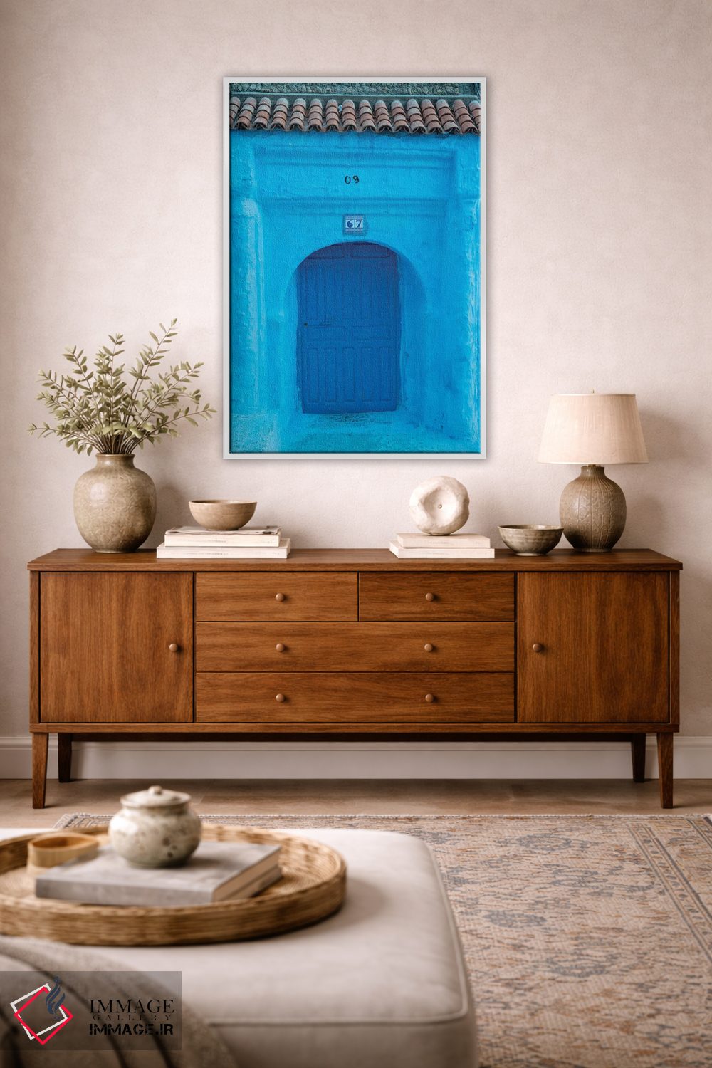 تابلو دکوراتیو Morocco, Chefchaouen. Arch Over Wooden Door.,آفریقا، مراکش… اثر جینز گالری - D2W