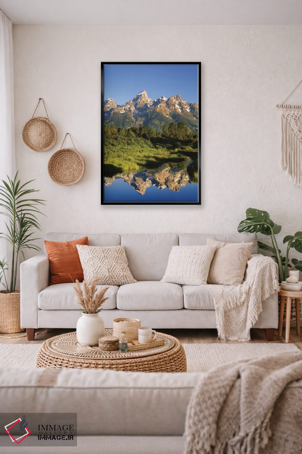 تابلو دکوراتیو Wyoming, Grand Teton National Park. Grand Tetons reflect in… اثر جینز گالری - D5B