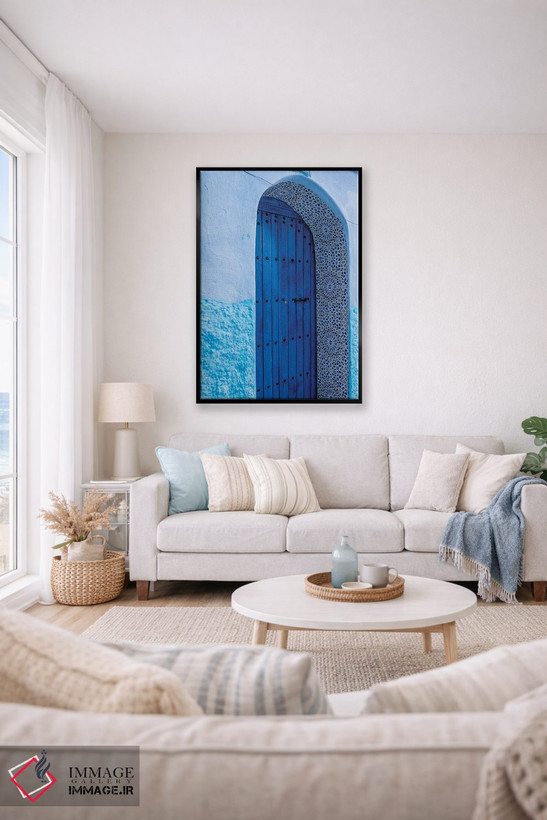 تابلو دکوراتیو Morocco, Chefchaouen. Arch Over Wooden Door.,آفریقا، مراکش… اثر جینز گالری - D2B