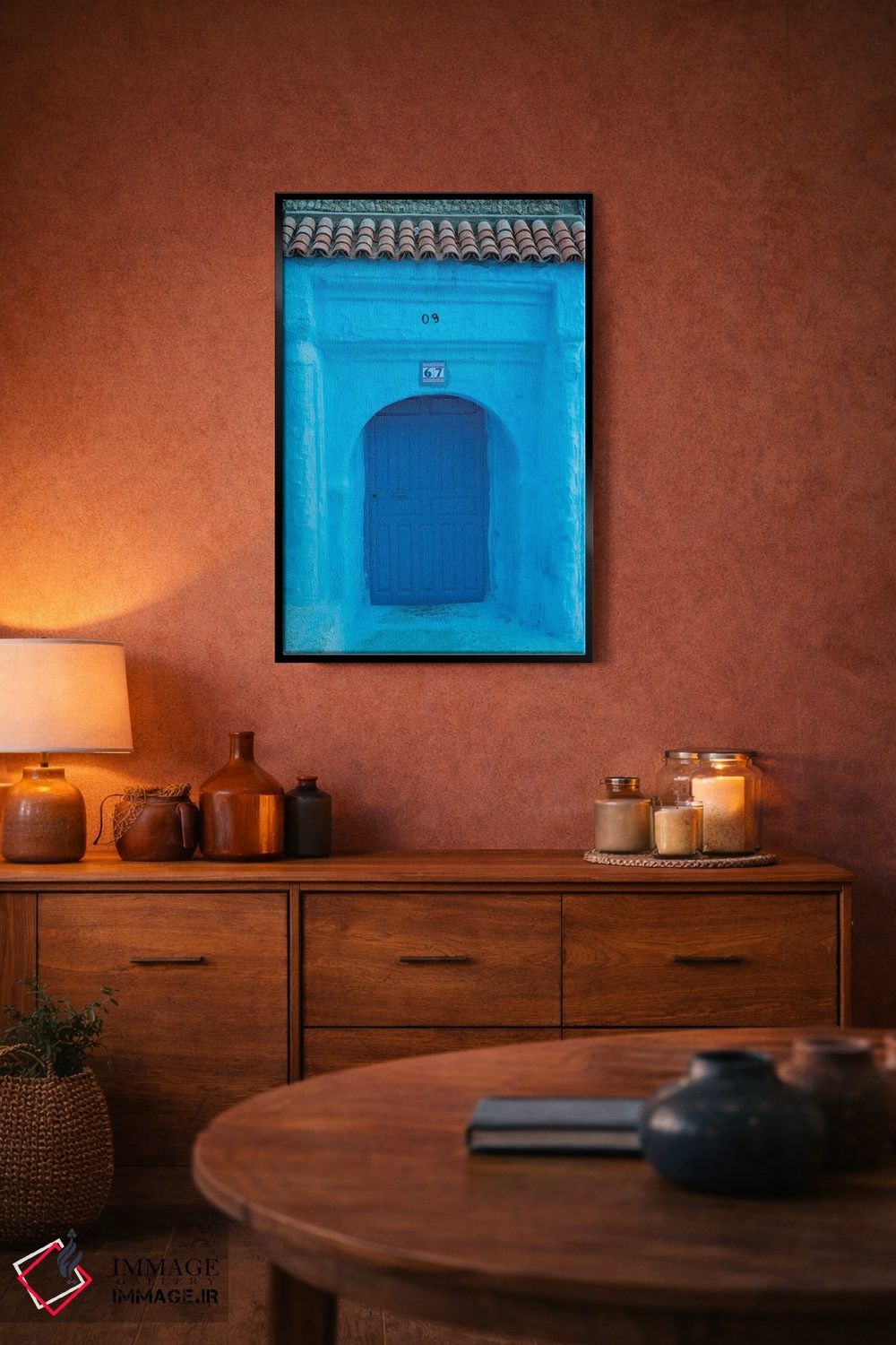 تابلو دکوراتیو Morocco, Chefchaouen. Arch Over Wooden Door.,آفریقا، مراکش… اثر جینز گالری - D4B