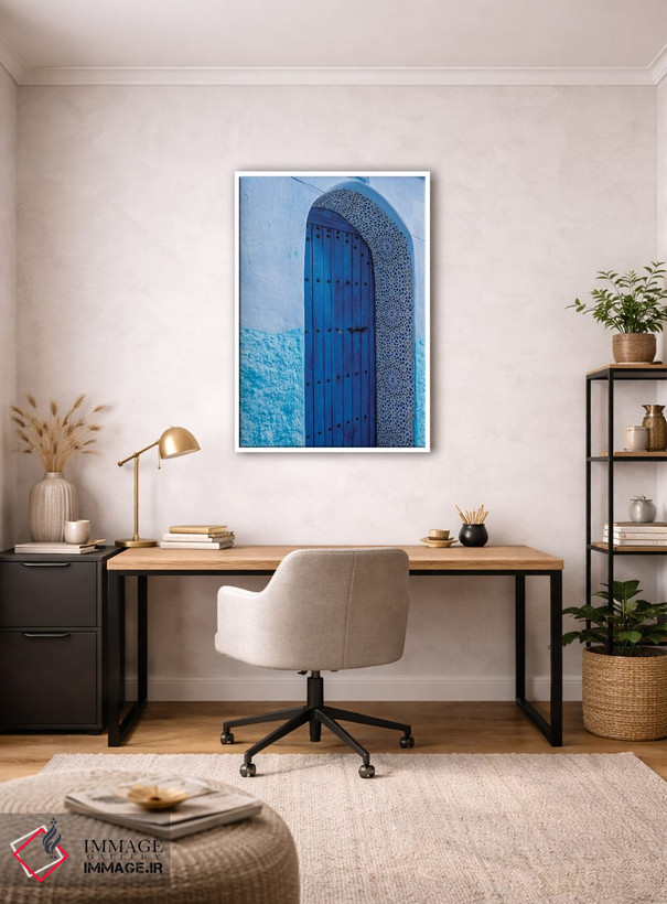 تابلو دکوراتیو Morocco, Chefchaouen. Arch Over Wooden Door.,آفریقا، مراکش… اثر جینز گالری - D3W