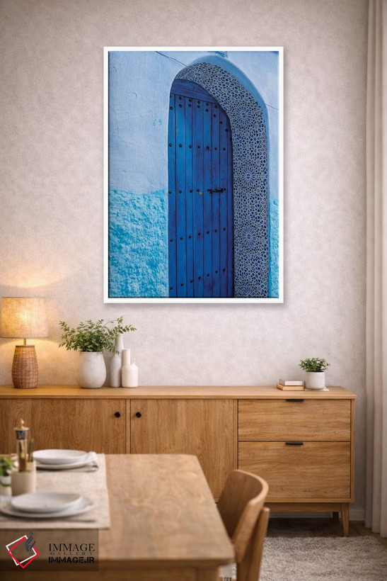 تابلو دکوراتیو Morocco, Chefchaouen. Arch Over Wooden Door.,آفریقا، مراکش… اثر جینز گالری - D5W