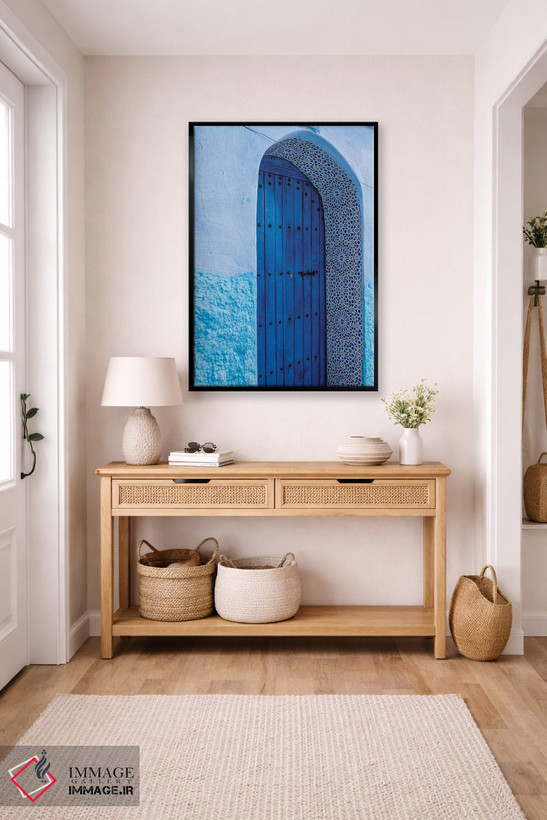 تابلو دکوراتیو Morocco, Chefchaouen. Arch Over Wooden Door.,آفریقا، مراکش… اثر جینز گالری - D6B