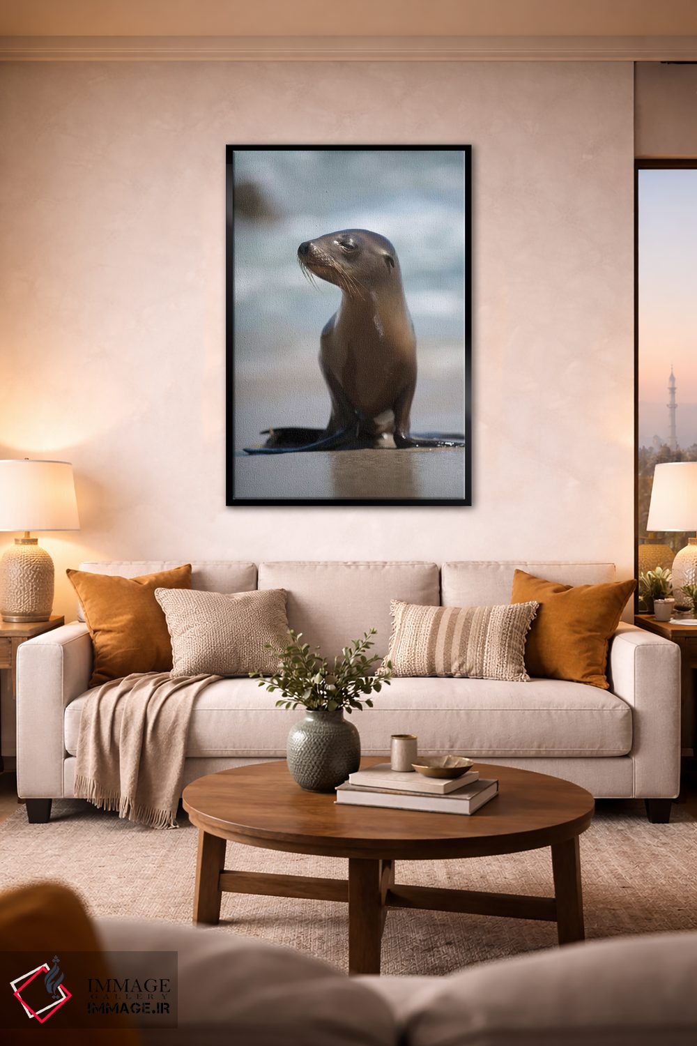 تابلو دکوراتیو California, La Jolla. Baby sea lion on beach.,آمریکا، کالیفر… اثر جینز گالری - D1B
