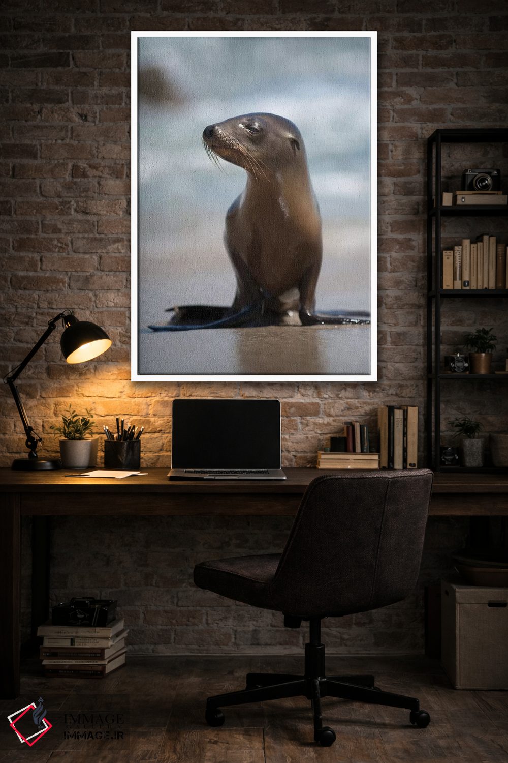 تابلو دکوراتیو California, La Jolla. Baby sea lion on beach.,آمریکا، کالیفر… اثر جینز گالری - D3W