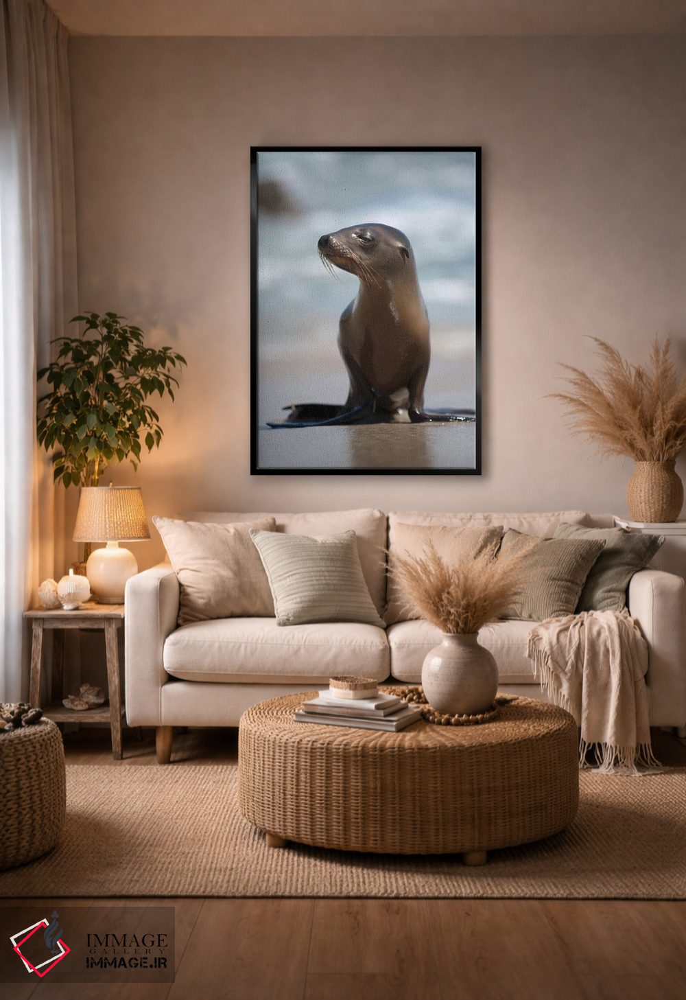 تابلو دکوراتیو California, La Jolla. Baby sea lion on beach.,آمریکا، کالیفر… اثر جینز گالری - D5B