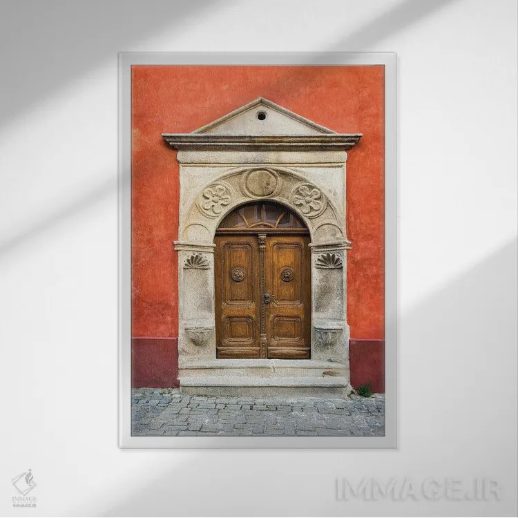 تابلو دکوراتیو Cesky Krumlov. Ornate Doors And Arch.,جمهوری چک، چسکی کروملو… اثر جینز گالری - نمای قابدار سفید