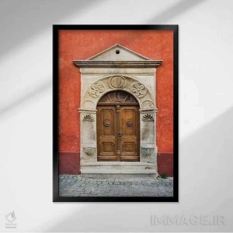 تابلو دکوراتیو Cesky Krumlov. Ornate Doors And Arch.,جمهوری چک، چسکی کروملو… اثر جینز گالری - نمای قابدار مشکی