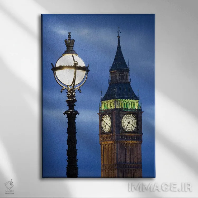 تابلو دکوراتیو Great Britain, London, Big Ben. Clock Tower Lamp Post.,اروپا… اثر جینز گالری - نمای روبهرو روی دیوار
