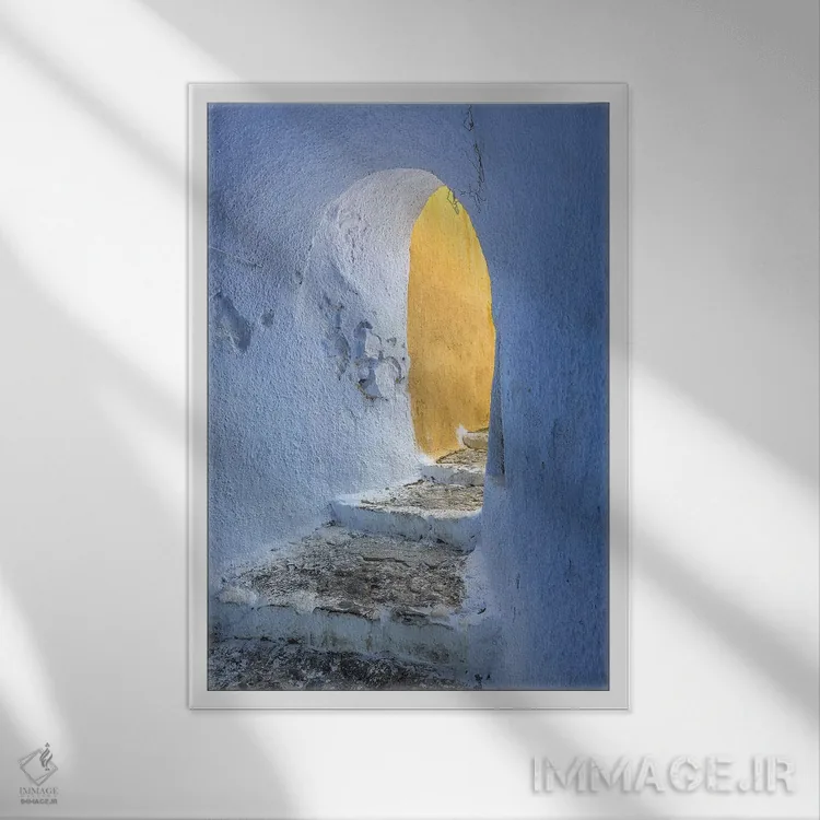 تابلو دکوراتیو Greece, Santorini, Pyrgos. Building Passageway.,اروپا، یونان… اثر جینز گالری - نمای قابدار سفید