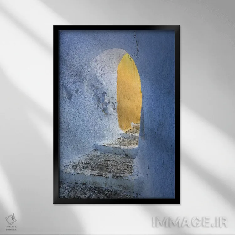 تابلو دکوراتیو Greece, Santorini, Pyrgos. Building Passageway.,اروپا، یونان… اثر جینز گالری - نمای قابدار مشکی