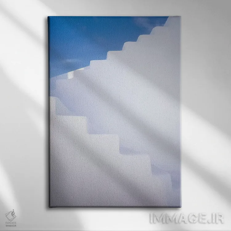 تابلو دکوراتیو Greece, Santorini. Stairway And Shapes.,اروپا، یونان، سانتور… اثر جینز گالری - نمای روبهرو روی دیوار
