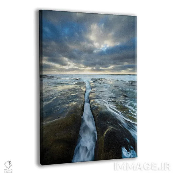 تابلو دکوراتیو California, La Jolla. Wave flows through cracked sandstone.… اثر جینز گالری - نمای پرسپکتیو محصول