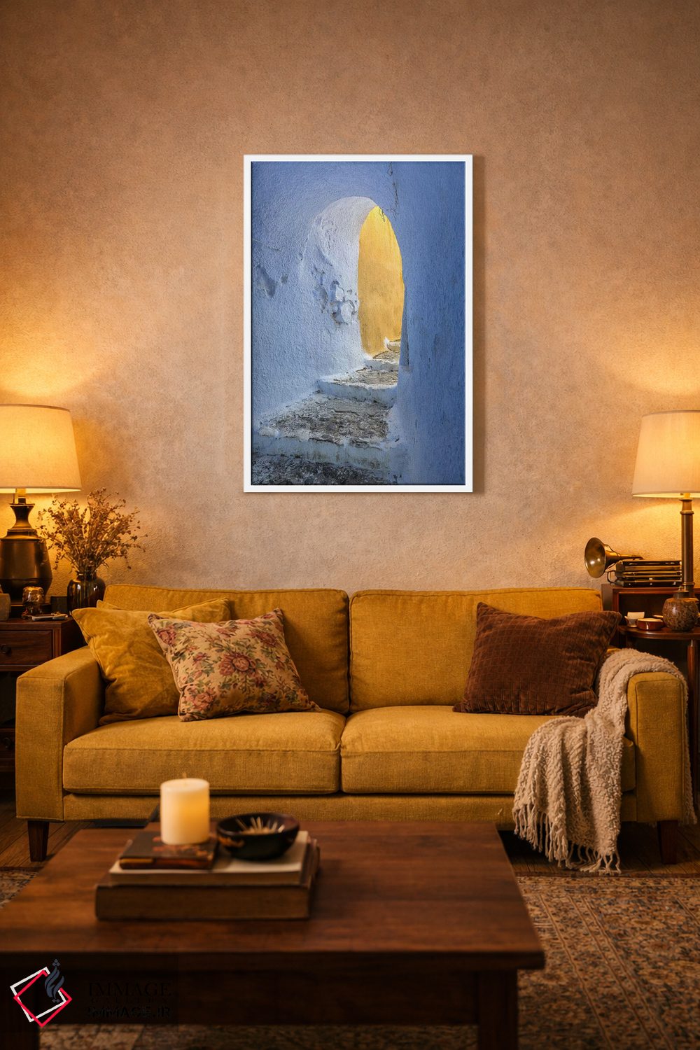 تابلو دکوراتیو Greece, Santorini, Pyrgos. Building Passageway.,اروپا، یونان… اثر جینز گالری - D2W