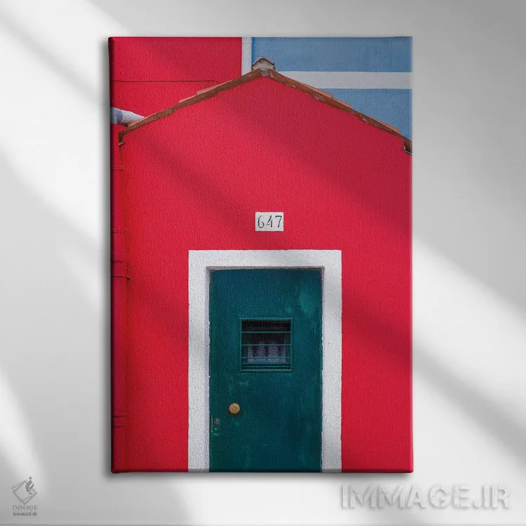 تابلو دکوراتیو Burano. Colorful House Exterior.,ایتالیا، بورانو. نمای بیرون… اثر جینز گالری - نمای روبهرو روی دیوار