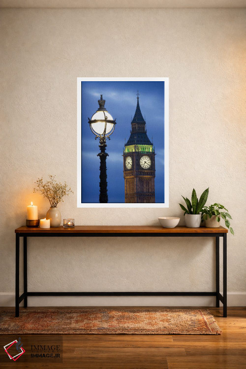تابلو دکوراتیو Great Britain, London, Big Ben. Clock Tower Lamp Post.,اروپا… اثر جینز گالری - D2W