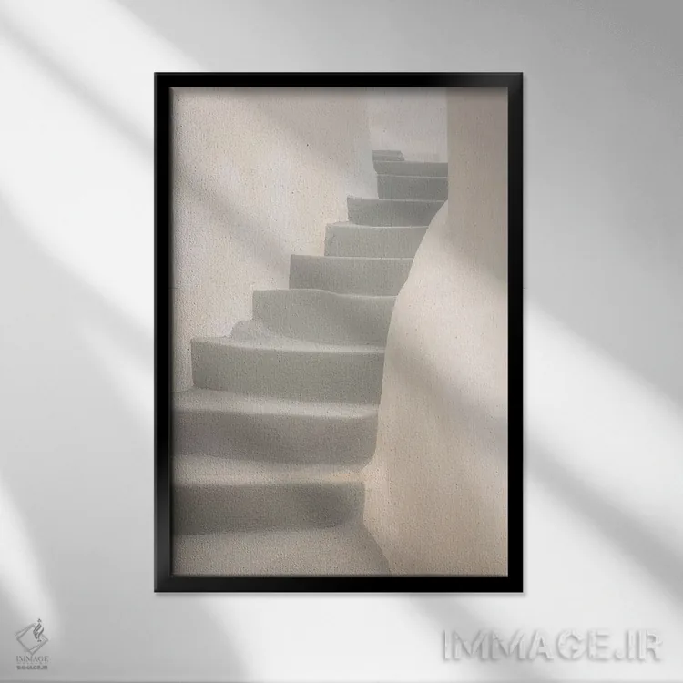 تابلو دکوراتیو Greece, Santorini, Thira. White Stairway And Walls.,اروپا، ی… اثر جینز گالری - نمای قابدار مشکی
