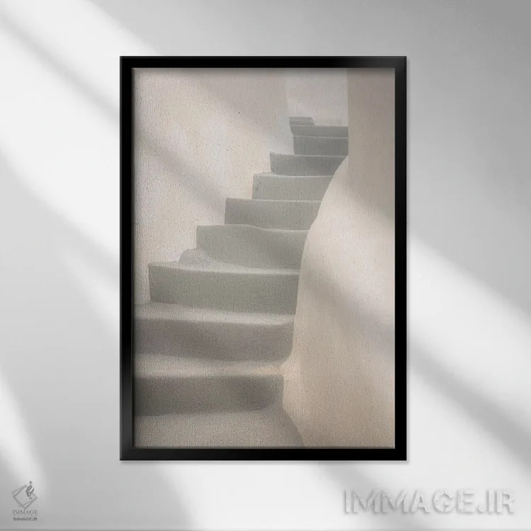 تابلو دکوراتیو Greece, Santorini, Thira. White Stairway And Walls.,اروپا، ی… اثر جینز گالری - نمای قابدار مشکی