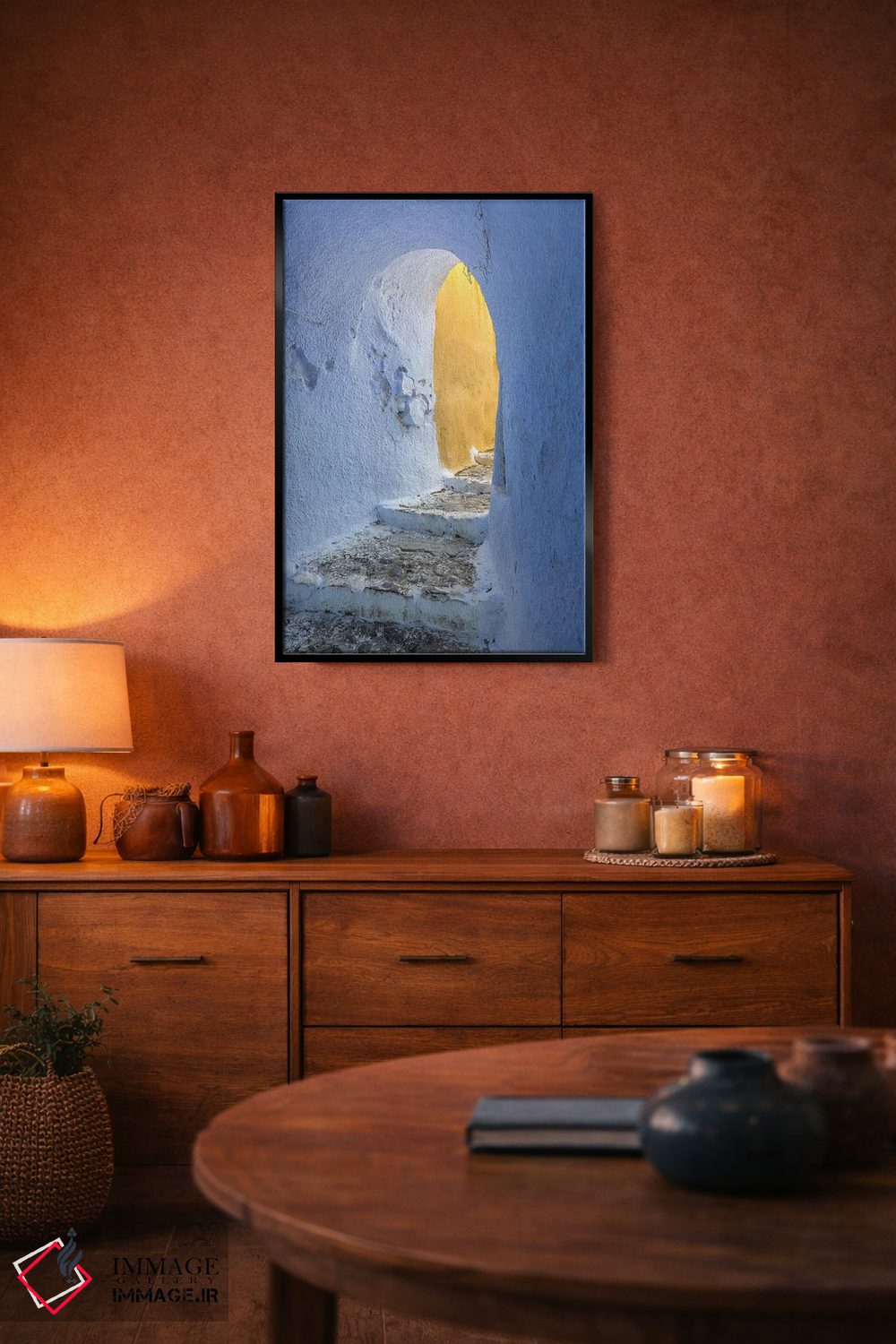 تابلو دکوراتیو Greece, Santorini, Pyrgos. Building Passageway.,اروپا، یونان… اثر جینز گالری - D5B