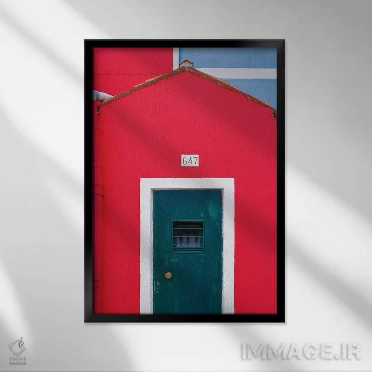 تابلو دکوراتیو Burano. Colorful House Exterior.,ایتالیا، بورانو. نمای بیرون… اثر جینز گالری - نمای قابدار مشکی