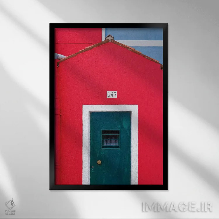 تابلو دکوراتیو Burano. Colorful House Exterior.,ایتالیا، بورانو. نمای بیرون… اثر جینز گالری - نمای قابدار مشکی