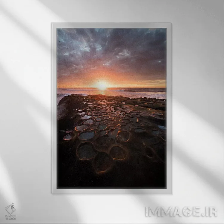 تابلو دکوراتیو California, La Jolla. Sunset over tide pools.,آمریکا، کالیفر… اثر جینز گالری - نمای قابدار سفید