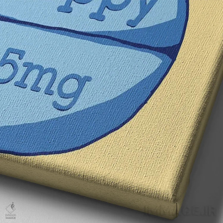 تابلو دکوراتیو قرص خوشحالی زرد اثر جیمی متز - نمای نزدیک بافت بوم