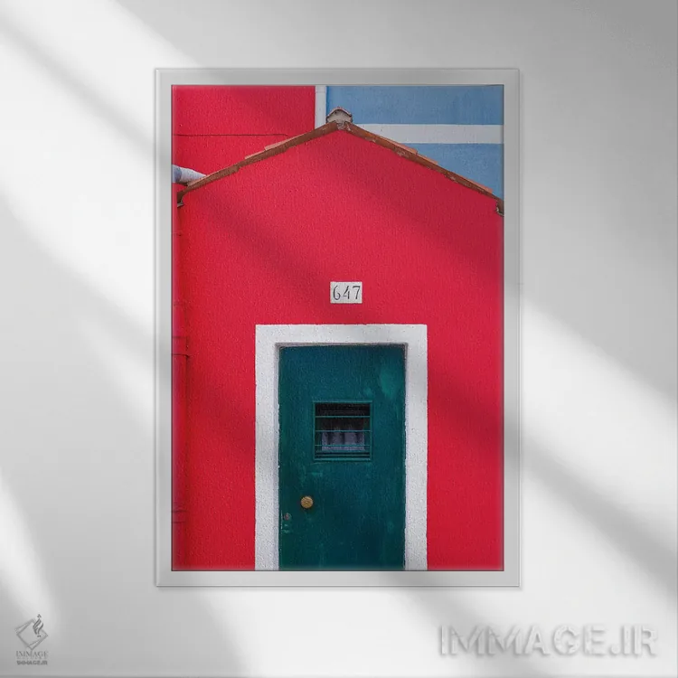 تابلو دکوراتیو Burano. Colorful House Exterior.,ایتالیا، بورانو. نمای بیرون… اثر جینز گالری - نمای قابدار سفید