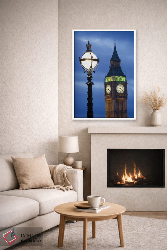 تابلو دکوراتیو Great Britain, London, Big Ben. Clock Tower Lamp Post.,اروپا… اثر جینز گالری - D6W