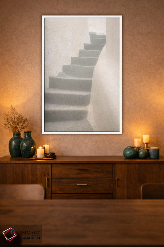 تابلو دکوراتیو Greece, Santorini, Thira. White Stairway And Walls.,اروپا، ی… اثر جینز گالری - D1W