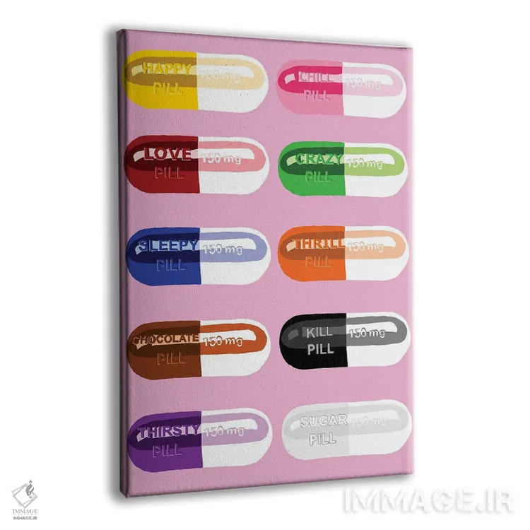 تابلو دکوراتیو خوردنی قرص صورتی اثر جیمی متز - نمای پرسپکتیو محصول