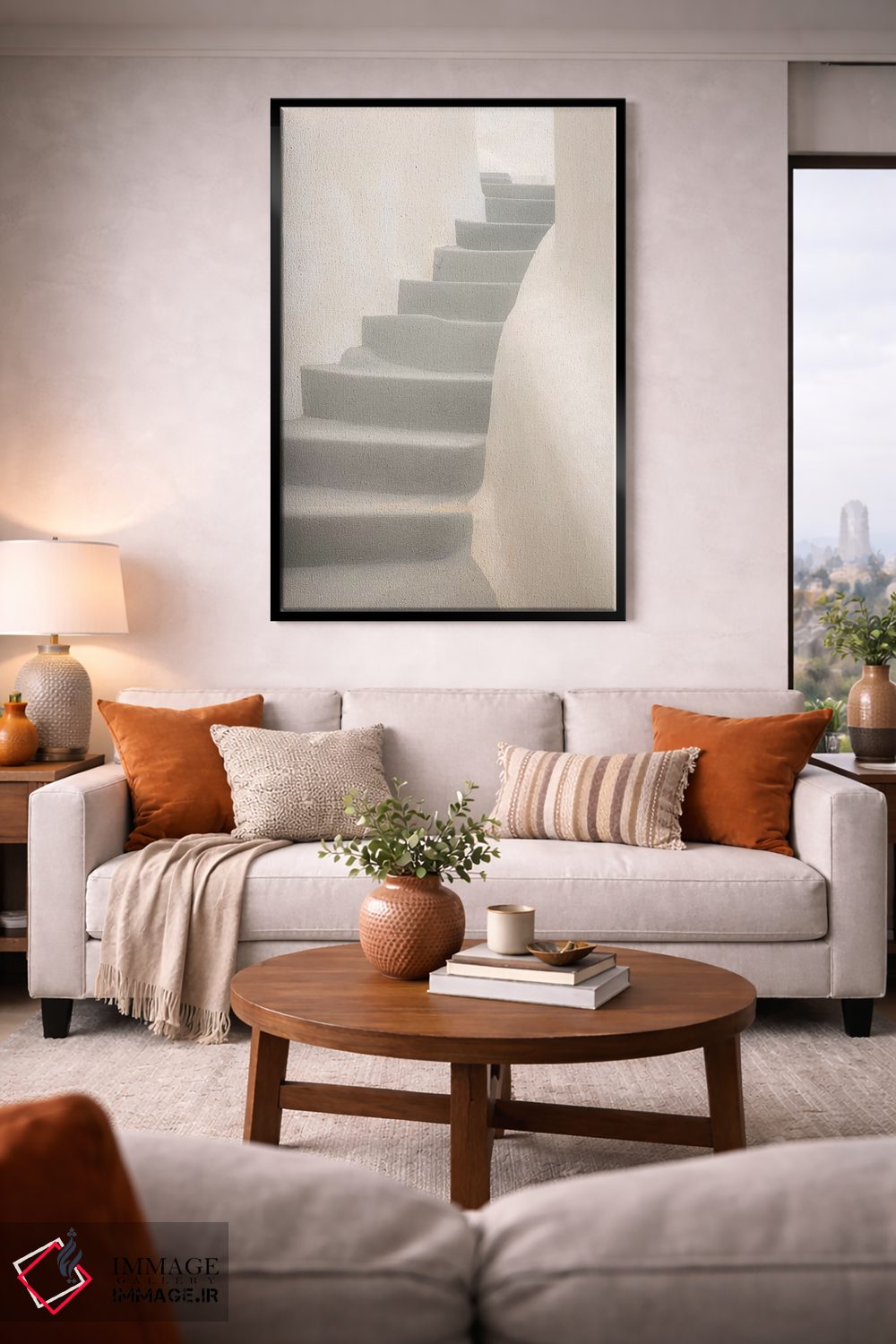 تابلو دکوراتیو Greece, Santorini, Thira. White Stairway And Walls.,اروپا، ی… اثر جینز گالری - D2B