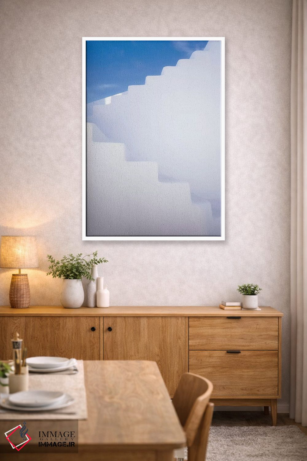 تابلو دکوراتیو Greece, Santorini. Stairway And Shapes.,اروپا، یونان، سانتور… اثر جینز گالری - D3W