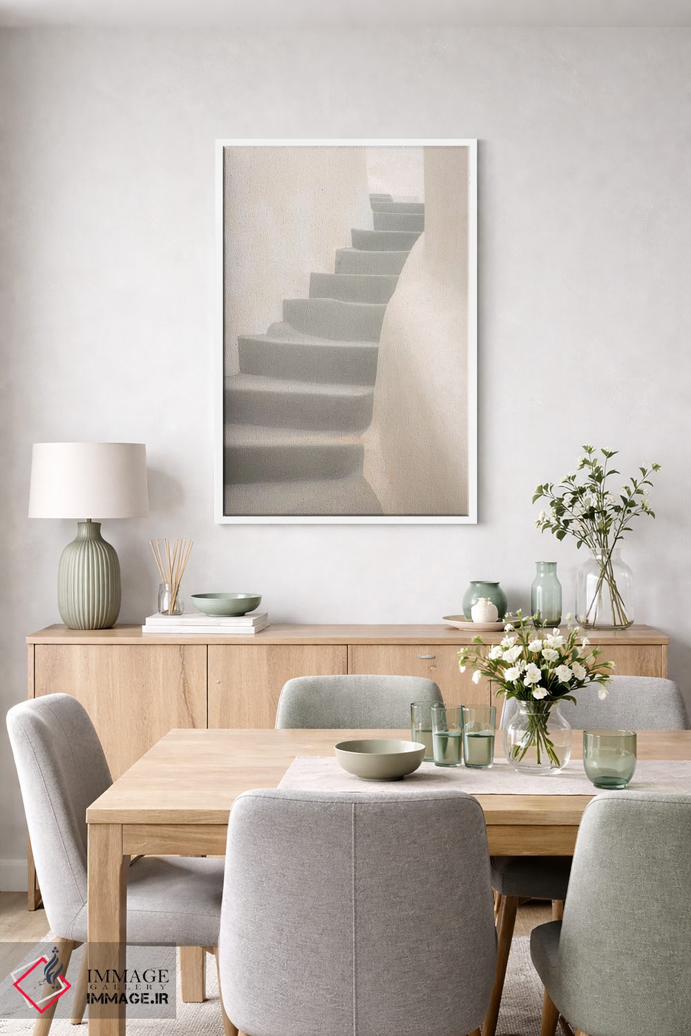 تابلو دکوراتیو Greece, Santorini, Thira. White Stairway And Walls.,اروپا، ی… اثر جینز گالری - D5W