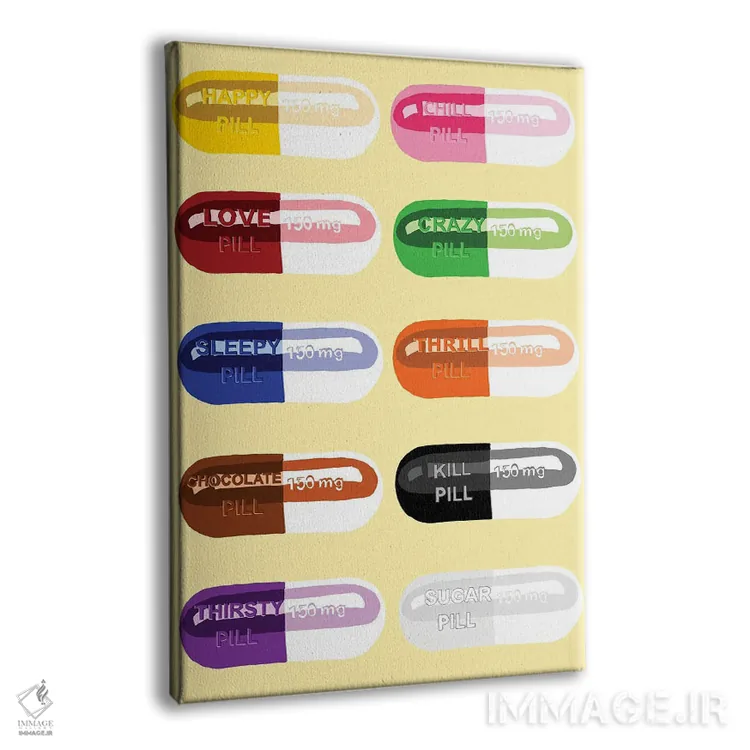 تابلو دکوراتیو خوردنی قرص زرد اثر جیمی متز - نمای پرسپکتیو محصول