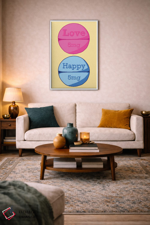 تابلو دکوراتیو قرص خوشحالی زرد اثر جیمی متز - D3W