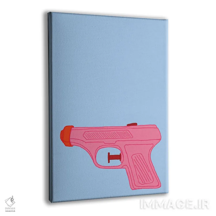تابلو دکوراتیو تفنگ آب پاش صورتی اثر جیمی متز - نمای پرسپکتیو محصول