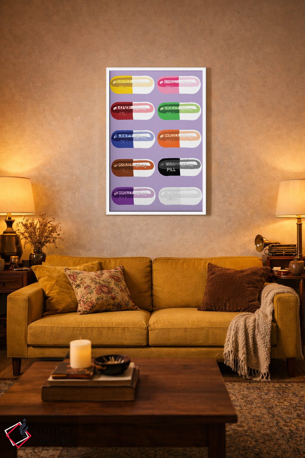 تابلو دکوراتیو خوردنی قرص بنفش کمرنگ اثر جیمی متز - D2W