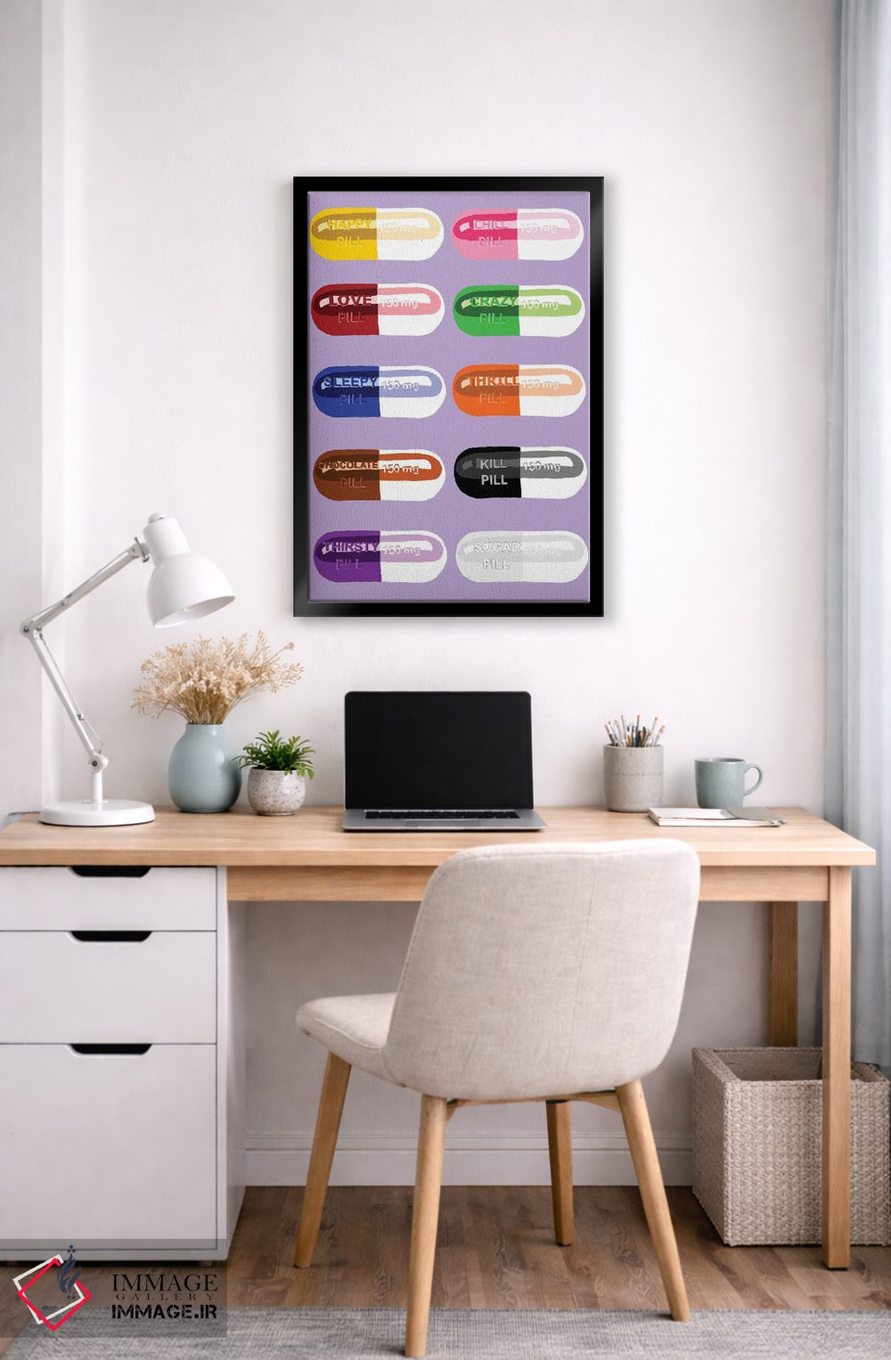 تابلو دکوراتیو خوردنی قرص بنفش کمرنگ اثر جیمی متز - D6B