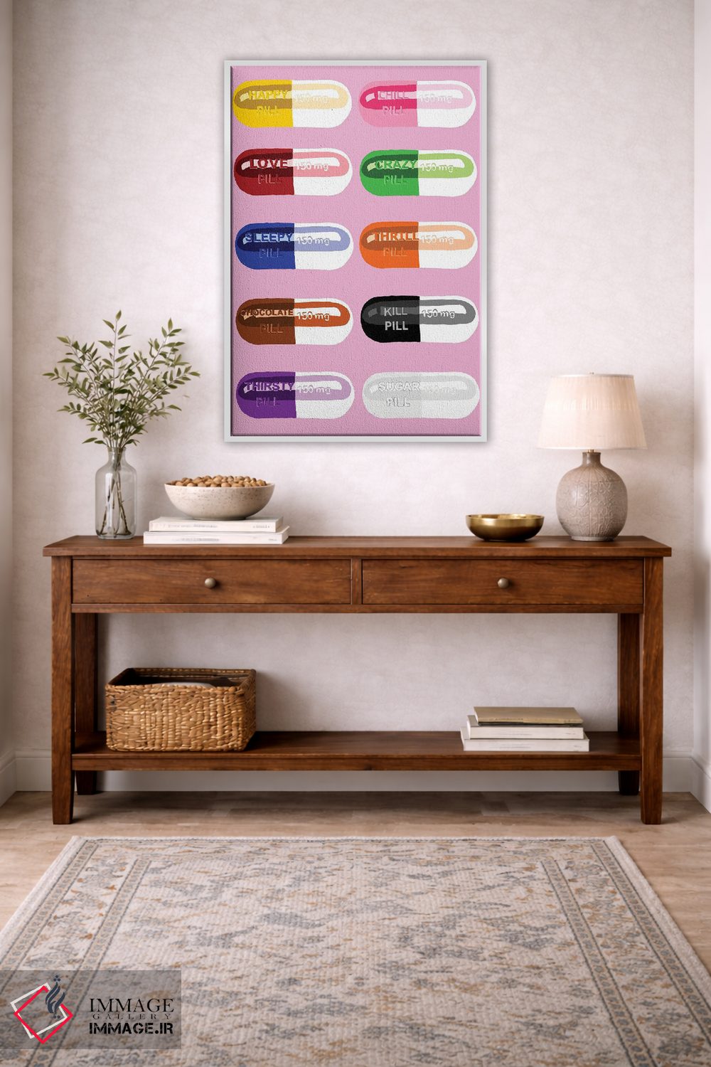 تابلو دکوراتیو خوردنی قرص صورتی اثر جیمی متز - D2W