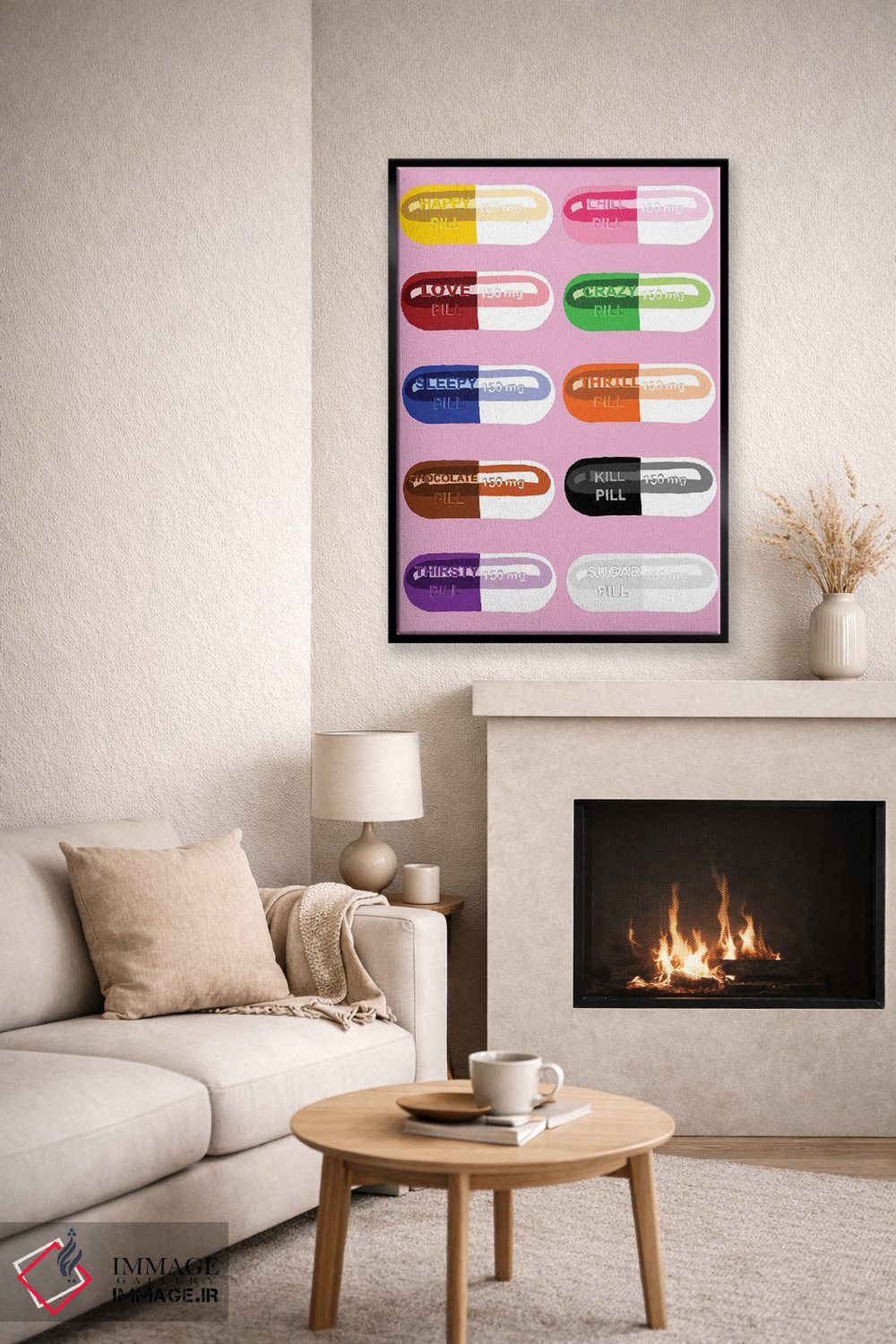 تابلو دکوراتیو خوردنی قرص صورتی اثر جیمی متز - D6B