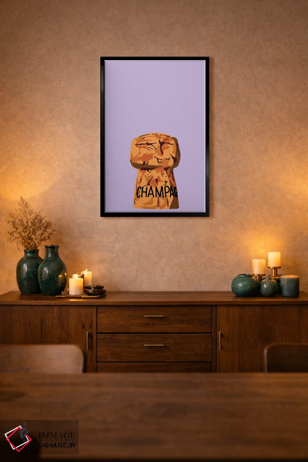 تابلو دکوراتیو چوب پنبه شامپاین اثر جیمی متز - D2B