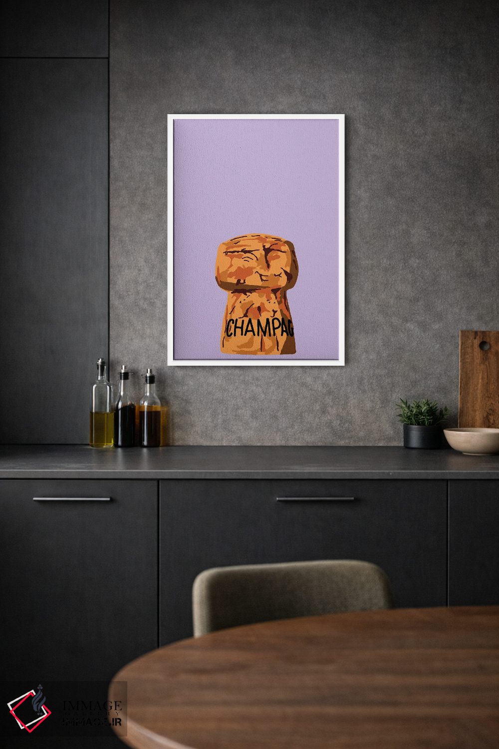 تابلو دکوراتیو چوب پنبه شامپاین اثر جیمی متز - D1W