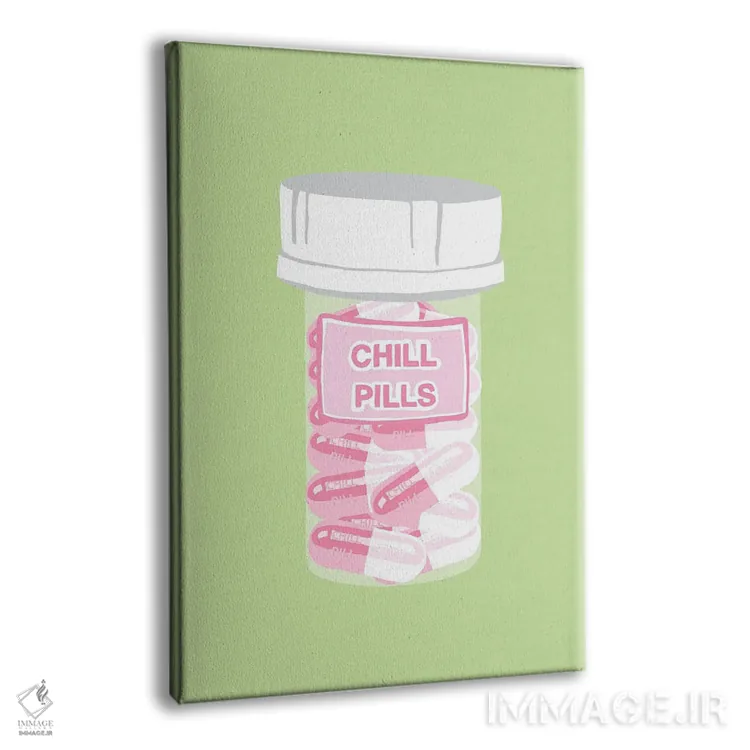 تابلو دکوراتیو بطری قرص آرامش سبز نعناعی اثر جیمی متز - نمای پرسپکتیو محصول