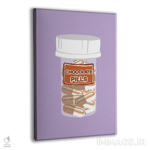 تابلو دکوراتیو بطری قرص شکلاتی بنفش کمرنگ اثر جیمی متز - نمای پرسپکتیو محصول