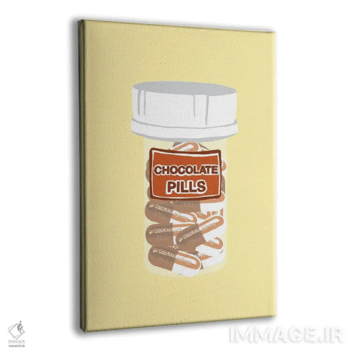 تابلو دکوراتیو بطری قرص شکلاتی زرد اثر جیمی متز - نمای پرسپکتیو محصول