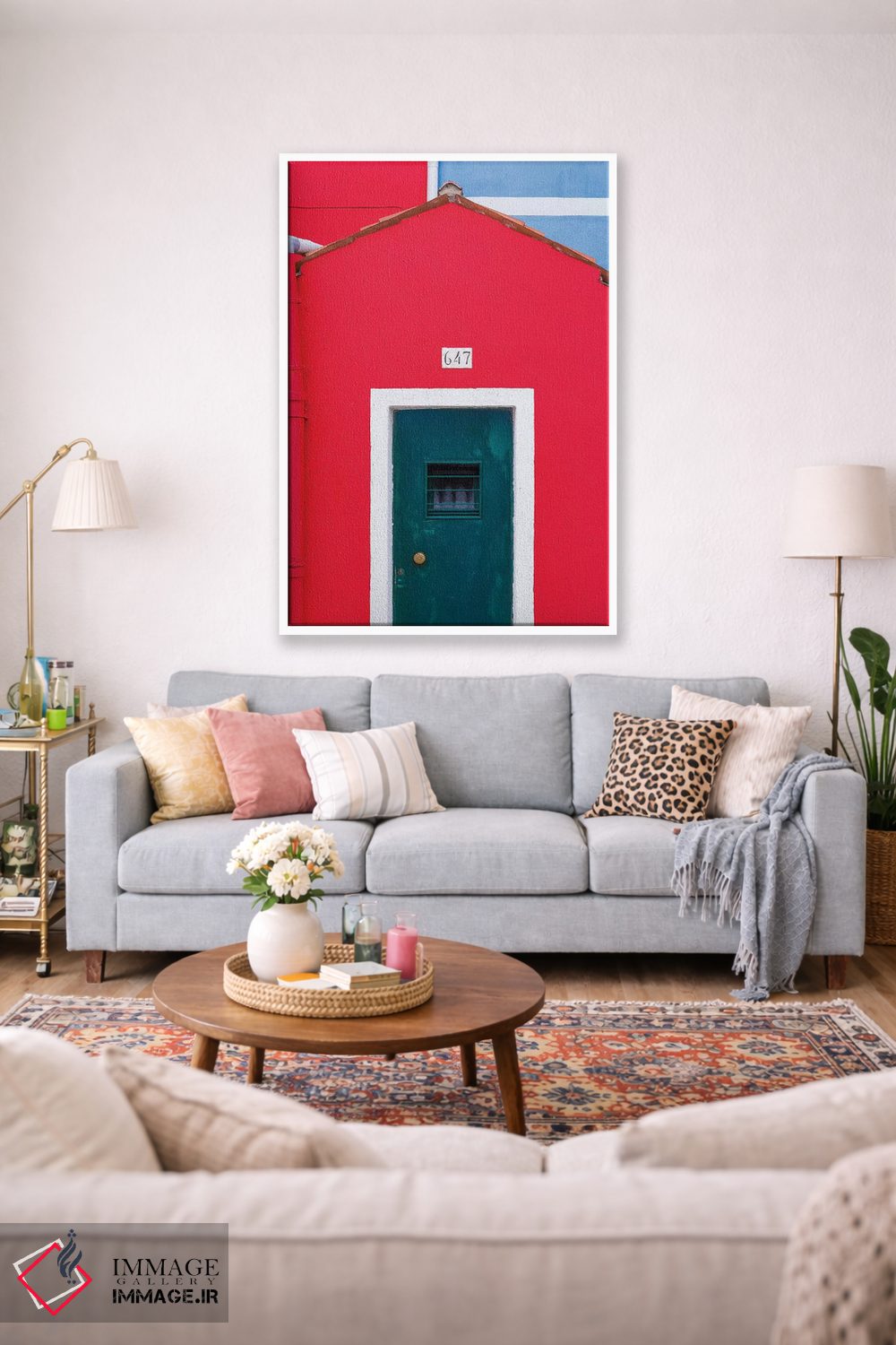 تابلو دکوراتیو Burano. Colorful House Exterior.,ایتالیا، بورانو. نمای بیرون… اثر جینز گالری - D1W
