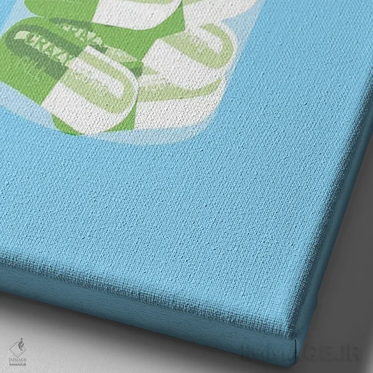 تابلو دکوراتیو بطری قرص دیوانگی آبی اثر جیمی متز - نمای نزدیک بافت بوم