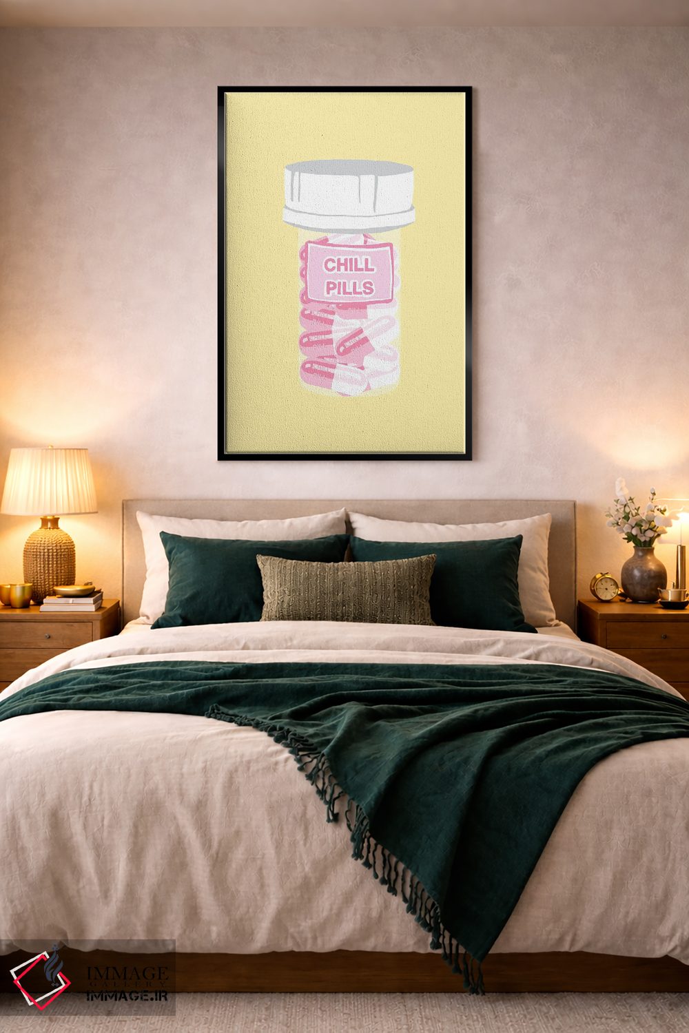 تابلو دکوراتیو بطری قرص آرامش زرد اثر جیمی متز - D3B