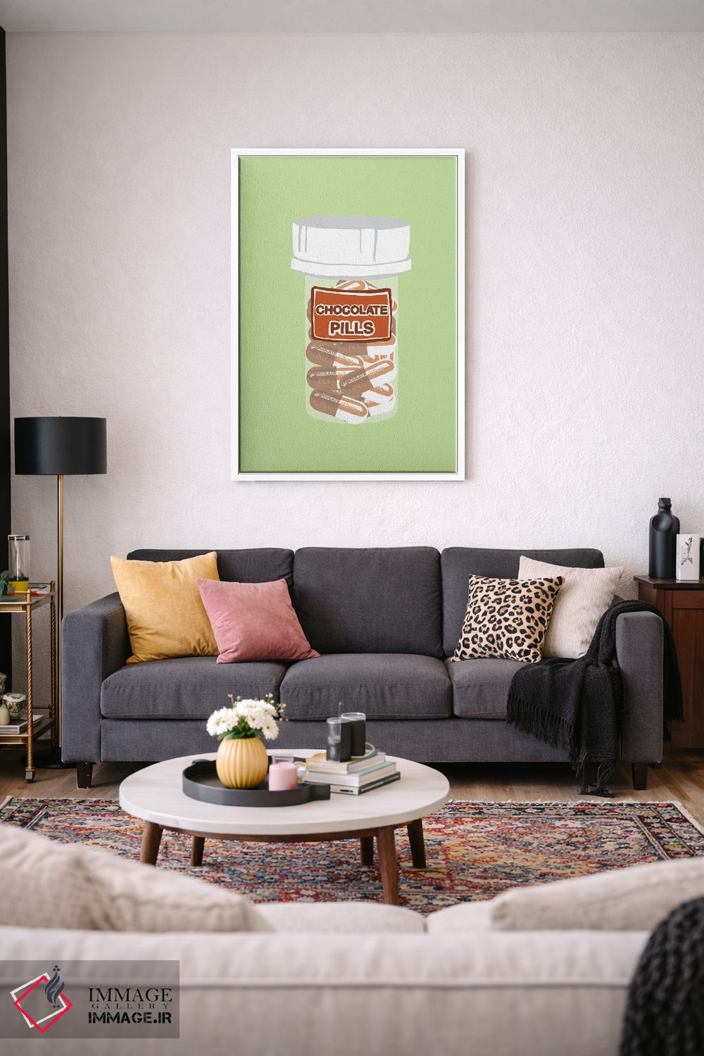 تابلو دکوراتیو بطری قرص شکلاتی سبز نعناعی اثر جیمی متز - D3W